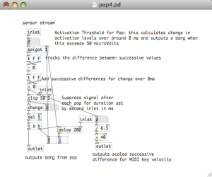 Pop4 Object to detect pops in EMG data and output bangs
